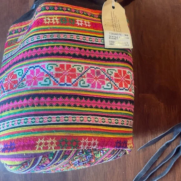 Anthropologie Jadetribe Bucket Festival bag NWT Eliz Vegan Boho Handmade Rare OM - Picture 8 of 15